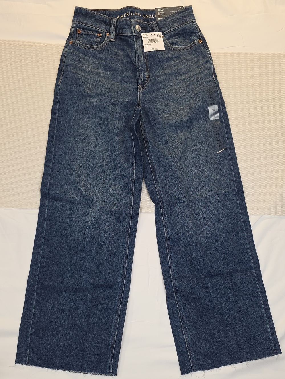 American Eagle Outfitters Women's Dark Blue Wide-Leg Jeans 00 short 24W